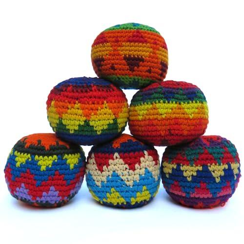 Siesta Footbag de Ganchillo – Bola de Malabarismo y Patada – Colores Surtidos (Juego de 6)