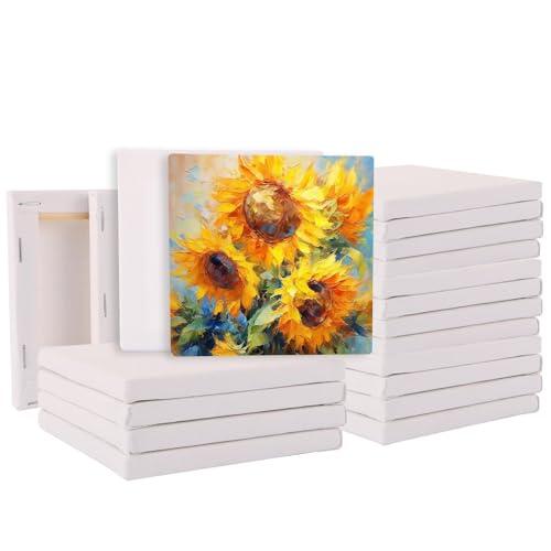 JMIATRY 20 Piezas Lienzos 10 x 10 cm, Lienzos Para Pintar, Lienzos Preestirados, Lienzos Para Pintar Pintura Al Óleo, Acrílica, Artistas, Principiantes