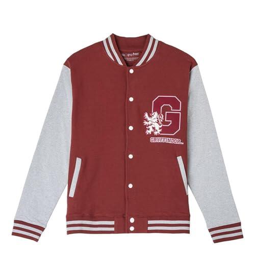 Sudadera de Harry Potter con Cierre de Botones - Color Gris y Rojo - Talla L - Elaborado con Poliéster Algodón de 260 gsm - Estampado de Gryffindor - Producto Original Diseñado en España