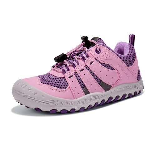 Mishansha Zapatillas de Deporte Niños Ligeras Transpirable Zapatos de Correr Antideslizante Sneakers Rosa Morado 26 EU