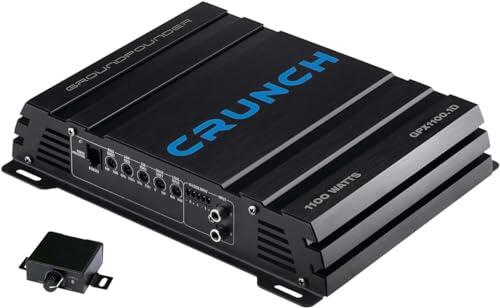 Crunch GPX1100.1D - Amplificador monobloque clase D con potencia máxima de 1100 W, refuerzo de graves, filtro subsónico y de paso bajo, RCA y entrada de alto nivel, control remoto de nivel de graves