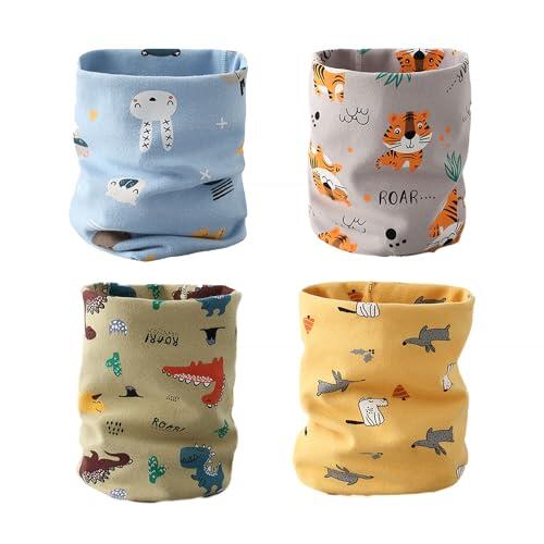 JDCMEI Bebé Algodón Braga Cuello 4 Piezas Pañuelos de Cuello de Bebé de Invierno Bufanda de Cuello Redondo para Niños Multipropósito a Prueba de Viento Cálido Cuello de bufanda de algodón