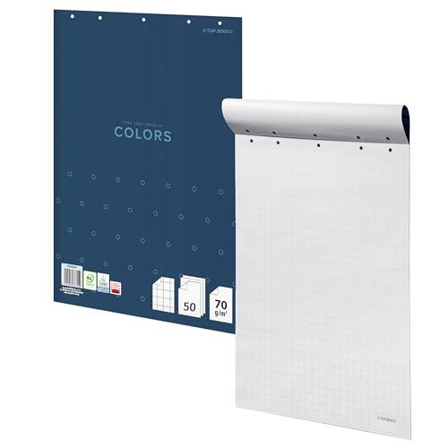 Top 2000 Colors, 64 x 90 cm, cuadriculado, 50 hojas, 70 g/m², gramaje, ideal para oficinas o salas de reuniones, parte trasera pegada, una pieza, papel blanco 400169251