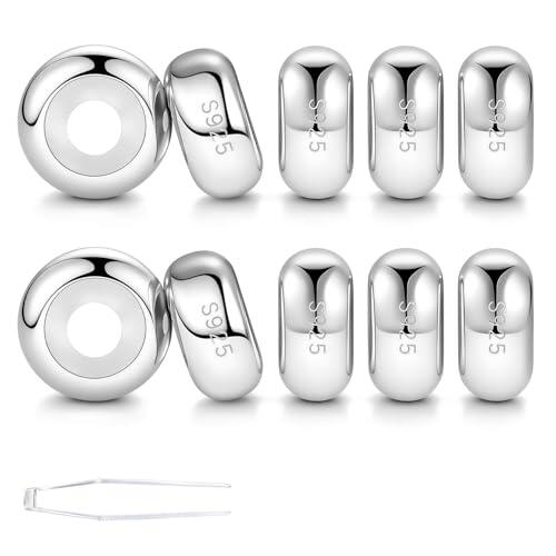 LOVANS 10pcs Separadores para Pulsera, Abalorios Clip Charms con Cierre de Seguridad y Silicona de Goma Resistente, Regalos Originales para Mujer (Plata)