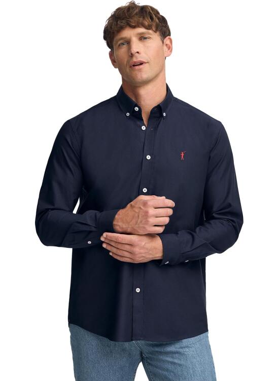 Polo Club Camisa Oxford de Hombre con Logo Bordado 100% algodón