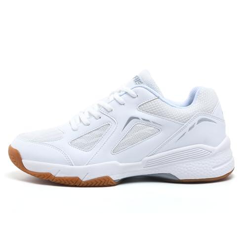 LEFUS Zapatos de pickleball para mujer, AMZ-P601, antideslizantes, amortiguadores, antitorsión, transpirables, zapatos de corte, P601 Blanco, 37 EU
