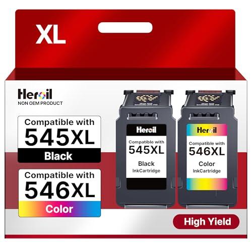 Heroil PG-545XL CL-546 XL Reemplazo para Canon 545 546 Tinta Impresora para Canon 545 y 546 XL para Canon Pixma TS3350 TS3355 TS3450 TS3451 TS3150 TS3300 TR4651 TR4550 TR4551 MG2550s MG2950 (2-Pack)