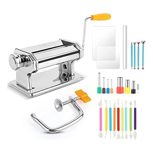 Louttary Polymer Clay Roller Machine Set Stainless Steel Polymer Clay Extruder Manual for Kids Adults Clay Pottery