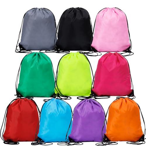 flintronic 10PCS Mochila Deportiva Cuerdas, Gimnasio Mochila con cordón Bolsa, Bolsa Deporte, Saco Tela Cuerdas, Bolsa Gimnasio, Mochila de Cuerda, Unisex, para Deporte, Gimnasio