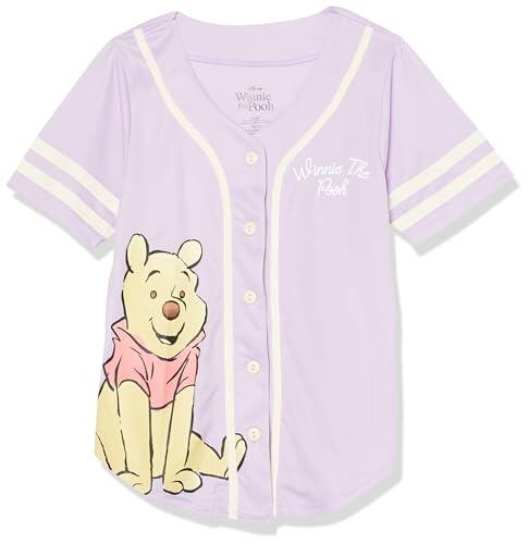 Disney Winnie The Pooh - Camiseta de béisbol para niñas y niñas, Camisa clásica de Malla con Botones, Lila, 7-8