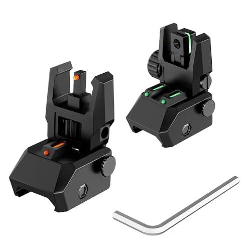 TFFUAM Miras de Fibra óptica abatibles Delanteras y traseras de Nailon con Puntos de Fibra óptica Rojos y Verdes, Juego de mira de Respaldo Ajustable sin Herramientas