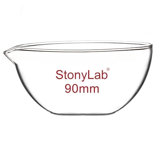 stonylab Plato de Evaporación, Vidrio de Borosilicato Mezclar Plato Tazón Fondo Plano Evaporación Cuenca para Mezclar, Evaporar y Disolver, 90 mm