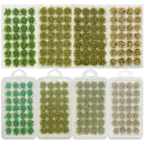 Woohome 112 Pz Modelo Árbol Césped Mechones de Hierba Wasteland Tuft, 4Colori Hierba estática Ferrocarril Césped Artificial Modelado Modelo para Tren Paisaje Ferroviario