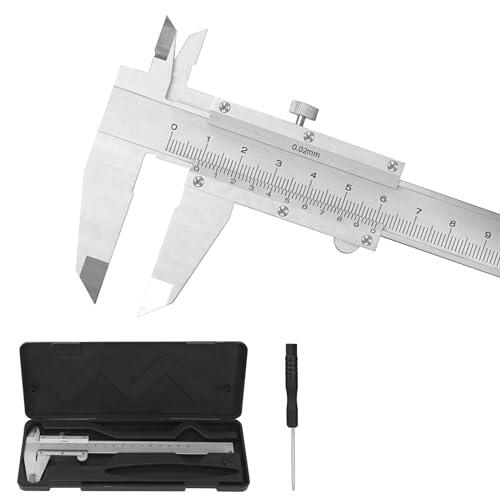 Calibrador Vernier, Pie de Rey de Acero Inoxidable Caliper 150mm, Calibre Analógico Calibrador Precisió Herramienta de medición con Trae un Destornillador para Uso Doméstico e Industrial
