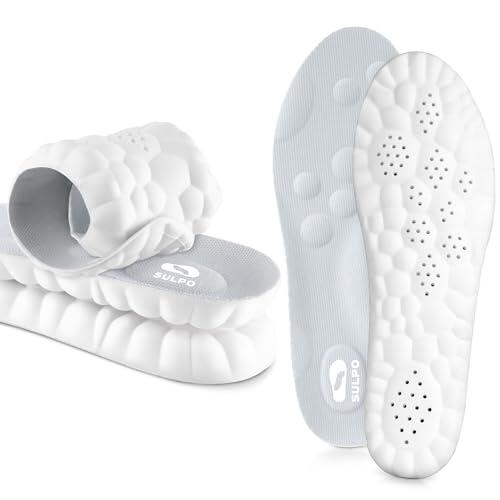 SULPO SPORT Plantillas memory foam para deporte, trabajo y uso diario - Plantillas fascitis plantar - Plantillas ortopédicas transpirables, amortiguadoras y ligeras - 43-44 / XL - Gris
