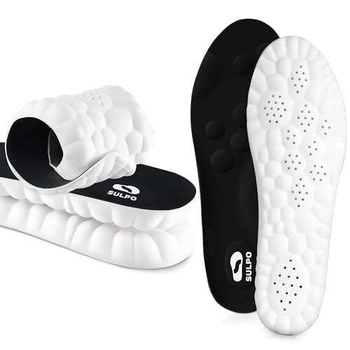 SULPO SPORT Plantillas memory foam para deporte, trabajo y uso diario - Plantillas fascitis plantar - Plantillas ortopédicas transpirables, amortiguadoras y ligeras - 43-44 / XL - Negro