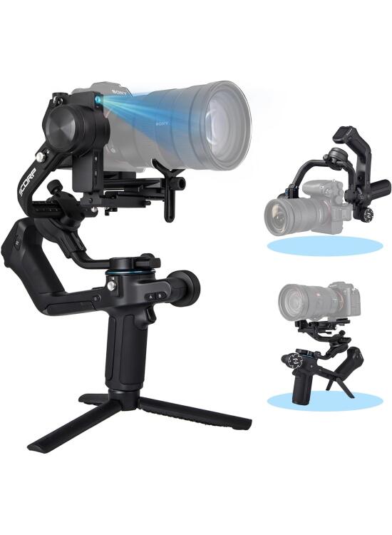 FeiyuTech [Oficial] SCORP 2 Estabilizador de Cámara Reflex – Gimbal de 3 Ejes para Canon, Sony, Panasonic, Nikon y Fujifilm, Soporta 2,5 kg, con Pantalla Táctil y 13 h de Autonomía