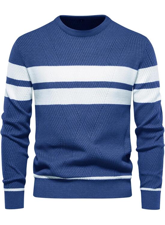 Genfien Jersey para Hombre Jersey de Cuello Redondo Jersey de Punto para Hombre Básico Cálido