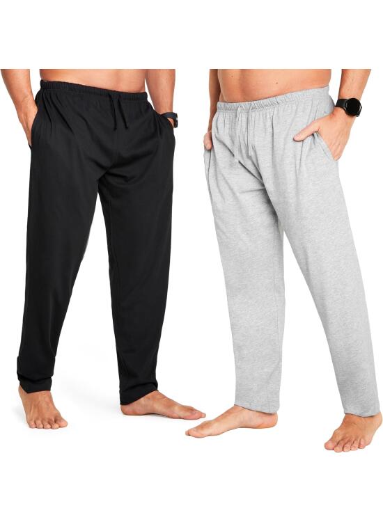 CityComfort Largo Pantalon Pijama con Bolsillos para Hombre, Pack de 2