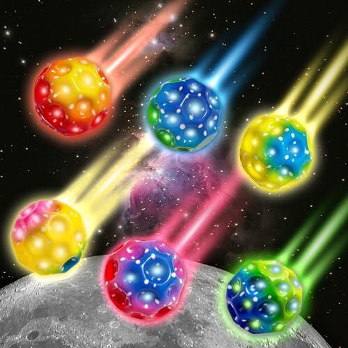 TZEKING 6PCS Astro Jump,Bouncing,7 cm,Pelota de Goma Saltarina,6 Colores de Pelotas saltarinas, fáciles de agarrar, Regalos para niños y niñas, Alivio del estrés