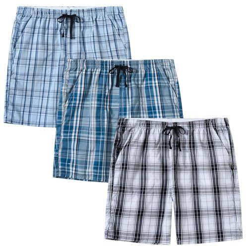 MoFiz Pantalones Cortos Pijama de Chicos Verano Algodón Shorts a Cuadros para Niños 3 Pack-06 XL (15-16 años)