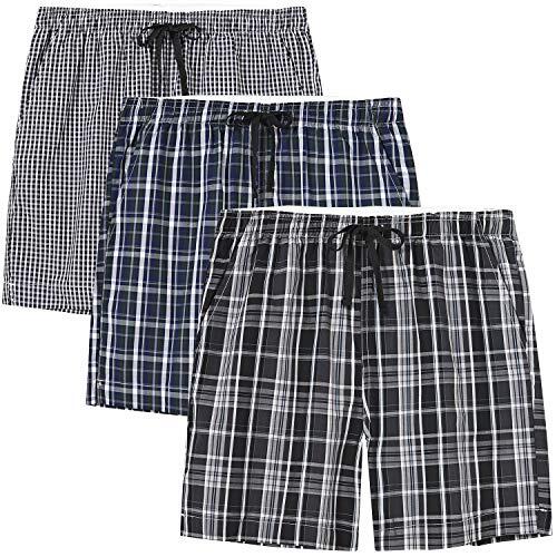 MoFiz Pantalones Cortos Pijama de Chicos Verano Algodón Shorts a Cuadros para Niños 3 Pack-02 XL (15-16 años)