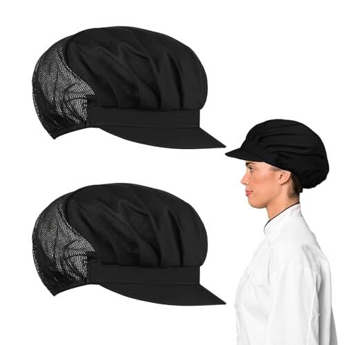 TIESOME 2sombrero elástico para cocinero, gorro de cocina transpirable, sombrero de chef ajustable para mujeres y hombres