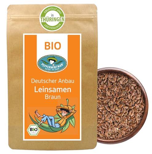 Semillas de lino marrón orgánicas 300 g - granos enteros - Semillas de lino marrón de cultivo alemán - PEPPERMINTMAN
