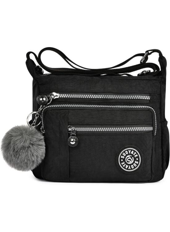 Bolso Bandolera Mujer, Impermeable Nailon Crossbody Bolso, Grande Crossbody Bolsos con Correa Ajustable, Múltiples Bolsillo, para Viajar, Escuela, Compras, Trabajo