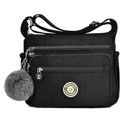 Aucuu Bolso Bandolera Mujer, Impermeable Nailon Crossbody Bolso, Grande Crossbody Bolsos con Correa Ajustable, Múltiples Bolsillo, para Viajar, Escuela, Compras, Trabajo - Gris
