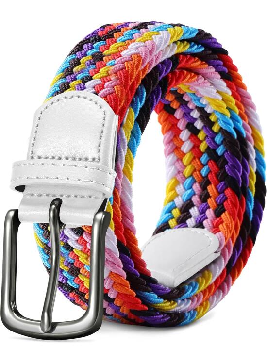 LAKIDAY Cinturón Elástico Trenzado para Hombre y Mujer Cinturón de Tela Ajustable 3,5 cm de Ancho Largo 100-130 cm Unisex Casual