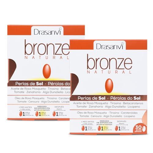 Drasanvi BRONZE Acelerador de bronceado, Betacarotenos, Protege la Piel de Rayos UVA y Previene el Envejecimiento, Rosa Mosqueta, Tomate, Zanahoria y Alga Dunaliella, Vit. E, Licopeno, Luteína