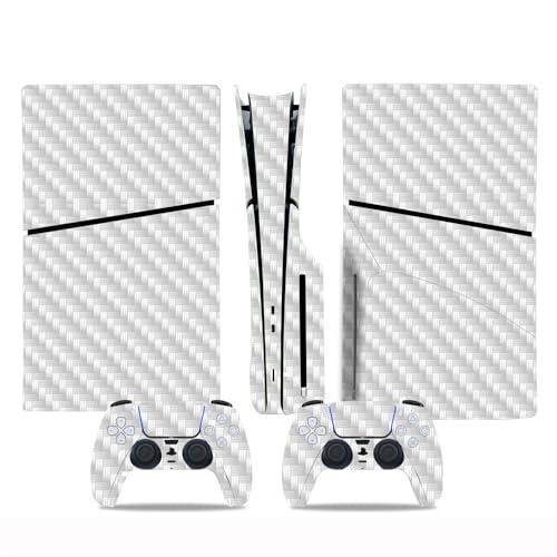 BeisDirect Funda para cabeza para Sony PS5 Slim Console Disk Edition de fibra de carbono, calcomanías para centro de anfitrión, accesorios de consola de juegos (blanco)