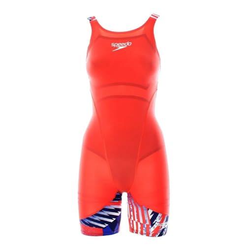 Speedo Fastskin LZR Ignite Kneeskin Bañador, Flame Red/Bolt/Blanco, 34 Women's