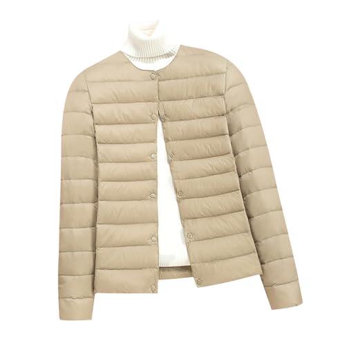 Plumas Ligeros Mujer Chaqueta Plumifero Ultraligero Mujer Abrigo Plumas Plumon Mujer Acolchado Plumífero Ultraligero Mujer Plumiferos Ligero Cazadora Plumas Mujer Puffer Down Jacket Women Caqui L