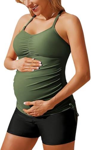 Traje de baño premamá Tankini Fashion Ultra Soft Smooth Fabric Traje de baño para maternidad, verde, XL