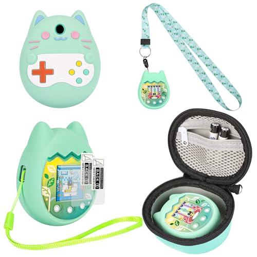 Meetikar Funda de Silicona y Estuche Rígido Compatible con Tamagotchi Pix - Funda Protectora con Correa de Mano y Protector de Pantalla para Juguete Virtual de Mascotas