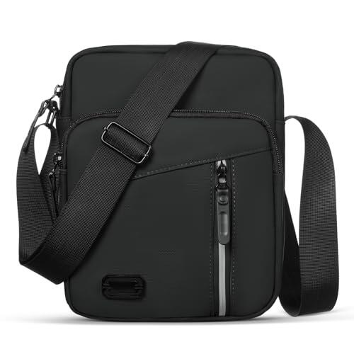 Aucuu Bolsa Pecho Hombre de Gran Capacidad, Impermeable Bandolera Crossbody para Viajar, Correr, Ciclismo, Negocios - Gris