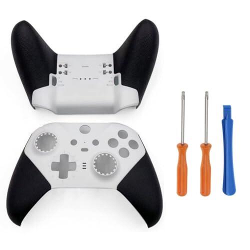 Hzxkqmil Carcasa de Repuesto Cáscara Placas Frontales y Panel Inferior para Xbox Elite Series 2 Controller Core, Blanco, con Destornillador