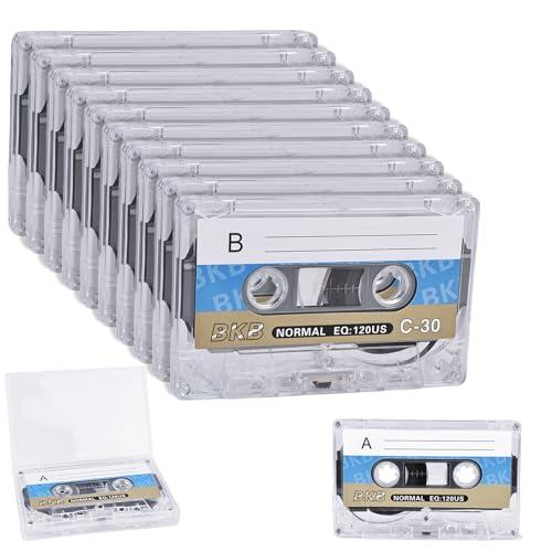 HOMURY Paquete de 10 casetes de audio vacíos: casetes de audio de bajo ruido, casete de música de 60 minutos, estuche de cinta de casete de plástico transparente para conferencias, seminarios, grabaci