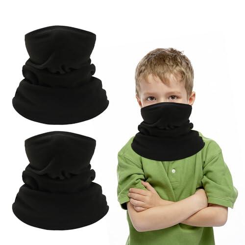 SLEEKEE 2 unidades de cuello para niños, cuello de forro polar a prueba de viento, máscara de invierno, adecuado para esquí, ciclismo, deportes al aire libre, gorro multifuncional para niños y niñas,