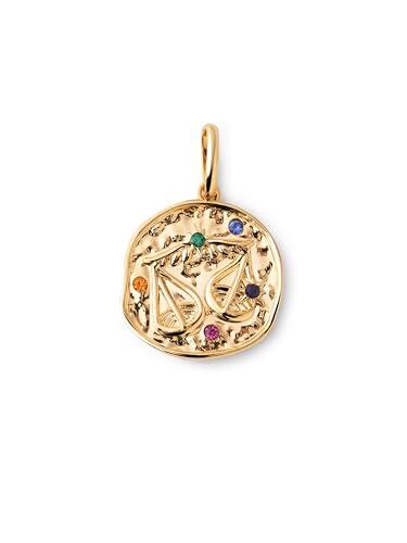 SINGULARU - Charm Organic Colors Zodiaco. Colgante en Latón con Acabado Baño de Oro de 18Kt. Charm Combinable con Collar. Joyas para Mujer. Libra