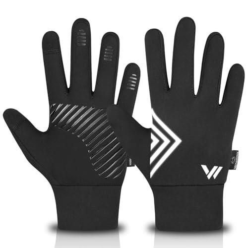 WESTWOOD FOX Guante de Invierno Cálido para Niño, Guante Térmico para Pantalla Táctil, Antidelizante, Deporte, Ciclimo, Correr, Guante para Exteriore para Niño Niña de 4 a 12 Año (Negro, S)