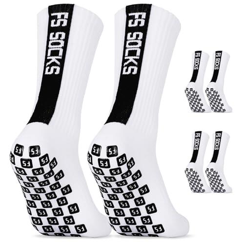 AVABEST Calcetines Futbol 2 Pares Calcetines Deportivos Antideslizantes Hombre Mujer & Kinder, Tallas 35-39, Calcetines Deportivos Grip Socks Football para Football