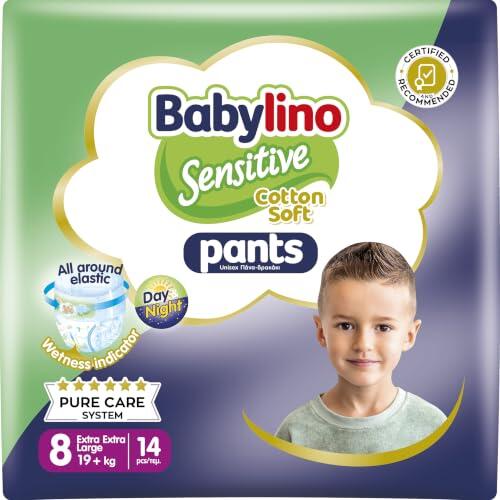 Babylino Sensitive Cotton Soft Pants, Talla 8 (19+ Kg), Pañal Braguita con Ajuste 360° Anti-Fugas, 14 pañales