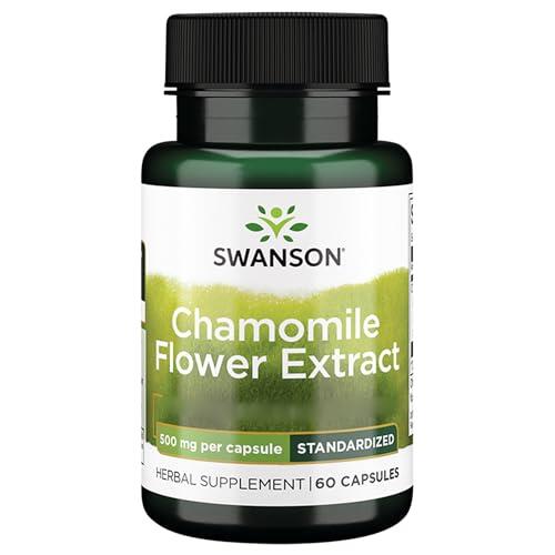 Swanson, Chamomille Flower Extract (Extracto de Flor de Manzanilla), 500mg, Alta Dosificación, 60 Cápsulas, Testado en Laboratorio, Sin Soja, Sin Gluten, No GMO