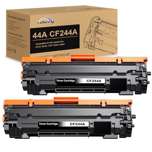 colorfly CF244A 44A Cartuchos de Tóner 44A Compatibles para HP 44A CF244A Tóner para HP LaserJet Pro M15w HP LaserJet Pro M15a, MFP M28a y MFP M28w Impresora (2 Negro)