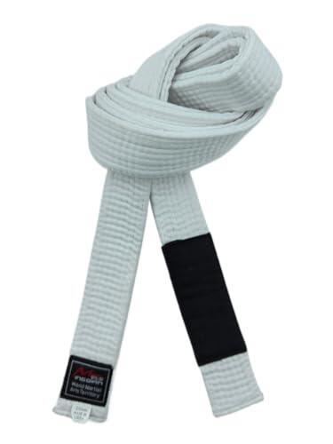Cinturones brasileños de Jiu-Jitsu para jóvenes, sistema de grado BJJ menores de 16 años, ancho de 4 cm, color blanco, gris, amarillo, naranja y verde, Blanco, 220cm