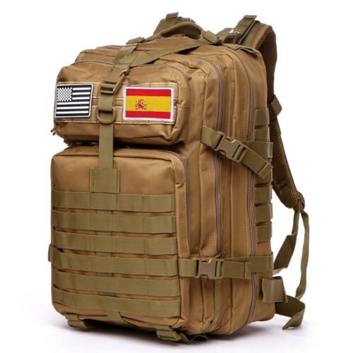 GUJOIN Mochila Tática 50 Litros con Sistema Molle - Gran Capacidad Militar Impermeable para Emergencias de 3 Días Caza Senderismo y Acampadas - Mochila para Actividades al Aire Libre (Caqui)