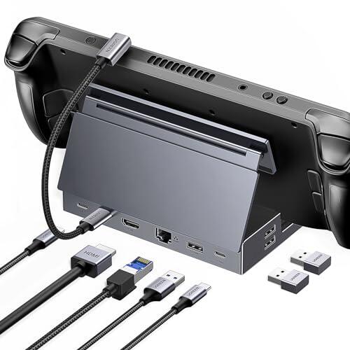 UGREEN Hub USB C HDMI 4K 60Hz 9 En 1 Dock Steam Deck ROG Ally Adaptador Tipo C 3.2 10Gbps Ethernet RJ45 Gigabit PD 100W Carga Lector Tarjeta SD TF Estación de Acoplamiento con Soporte Ajustable